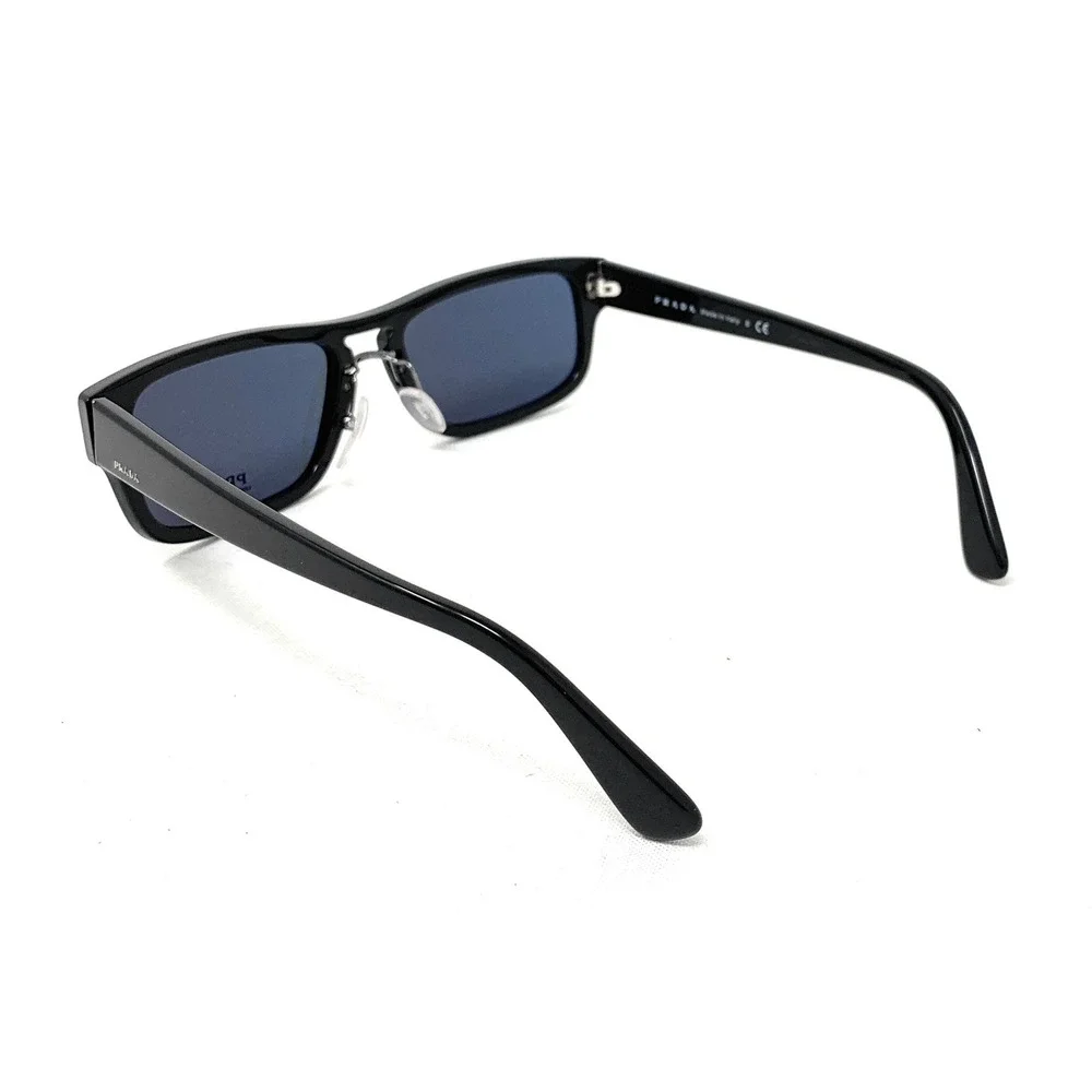 PRADA SPR 05V 1AB-0A9 Men's Rectangular Sunglasses Heritage Black w/ Blue 56mm